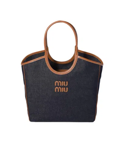 Miu Miu Women's Ivy Denim Tote Bag In Blue
