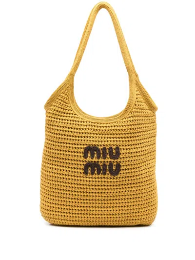 Miu Miu Women Ivy Rafia Eccect Tote Bag In Multi