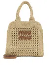 Miu Miu Raffia-effect Crochet Fabric Tote Bag