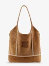 Miu Miu Women Ivy Suede And Crochet Shoulder Bag