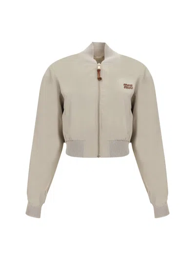 Miu Miu Panama Cotton Bomber Jacket In Multicolor | ModeSens