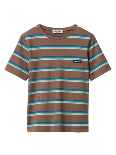Miu Miu Women's Jersey T-shirt In Brown