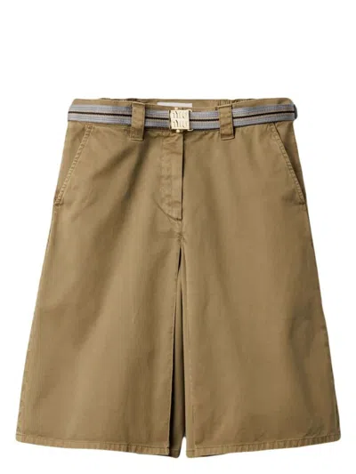 Miu Miu Logo Embroidered Mini Skirt In Oliva