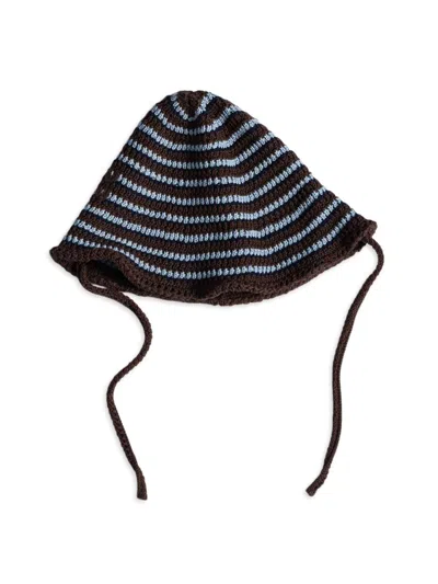 Miu Miu Knitted Cotton Beanie In Brown
