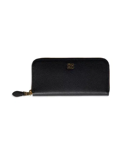Miu Miu Women's Large Leather Wallet In Black