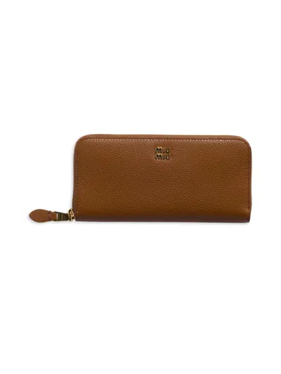 Miu Miu Women's Large Leather Wallet In Brown