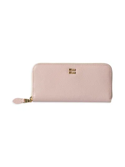 Miu Miu Women's Large Leather Wallet In Pink