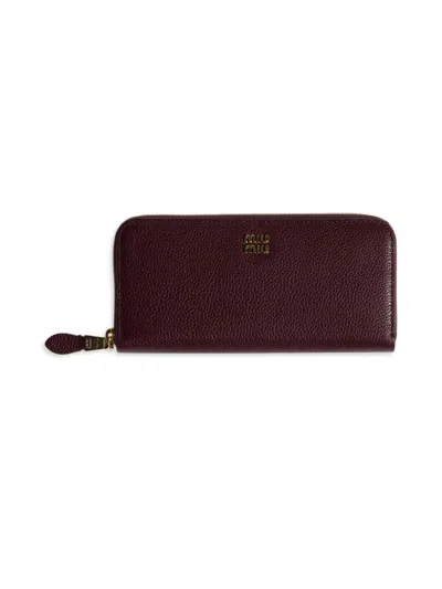 Miu Miu Women's Large Leather Wallet In Red