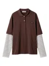 Miu Miu Women Layered Maglia G.collo In Brown