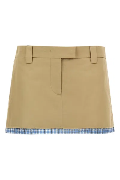 Miu Miu Women Layered Mini Skirt In Brown