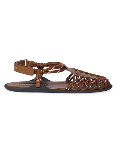 Miu Miu Women's Leather And Cord Sandals In Brown