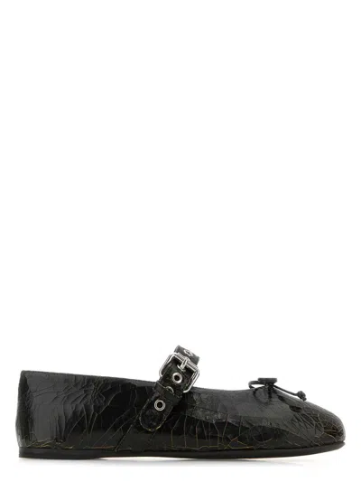 MIU MIU WOMEN'S LEATHER BALLERINAS