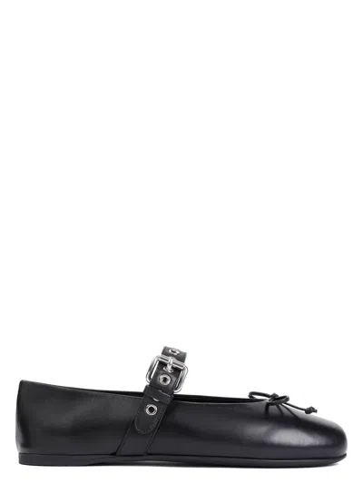 MIU MIU WOMEN'S LEATHER BALLERINAS