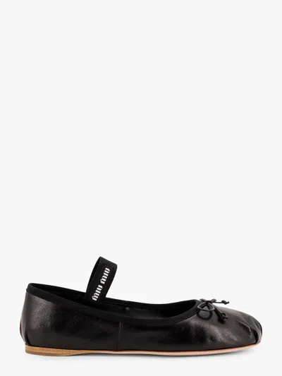 Miu Miu Women Leather Ballerinas In Black