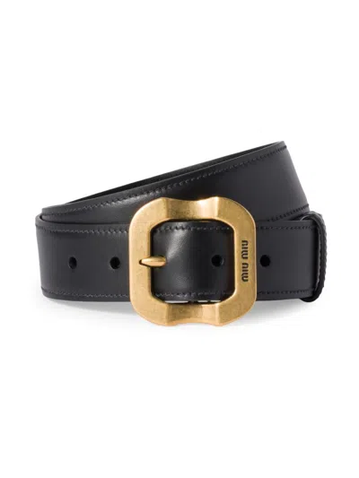 Miu Miu Women's Leather Belt In Black