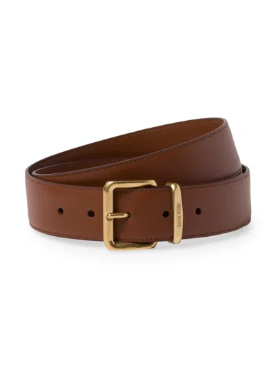 Miu Miu Women's Leather Belt In Brown