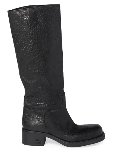 Miu Miu Women's Leather Boots In Black