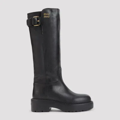 Miu Miu Women's Leather Boots In Black