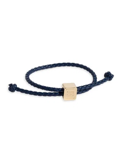 Miu Miu Women's Leather Bracelet In Blue