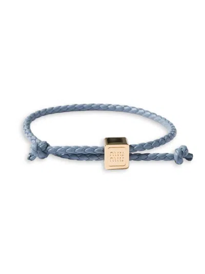 Miu Miu Women's Leather Bracelet In Blue