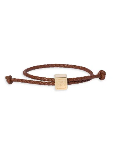 Miu Miu Women's Leather Bracelet In Brown