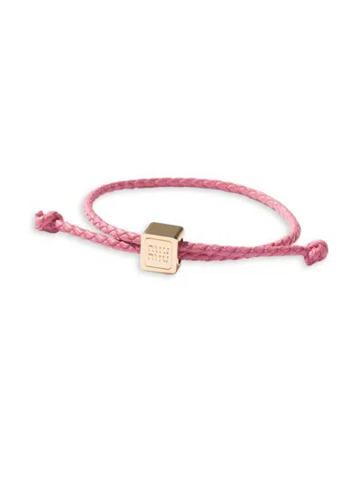 Miu Miu Women's Leather Bracelet In Pink