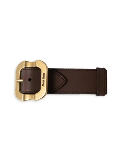 Miu Miu Women's Leather Bracelet With Buckle In Pattern