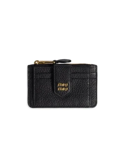 Miu Miu Women's Leather Card Holder In Black