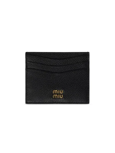Miu Miu Women's Leather Card Holder In Black