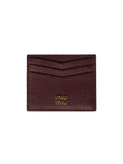 Miu Miu Women's Leather Card Holder In Red