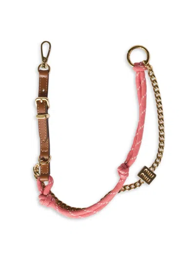 Miu Miu Women's Leather, Cord, And Metal Trick Bag Accessory In Brown