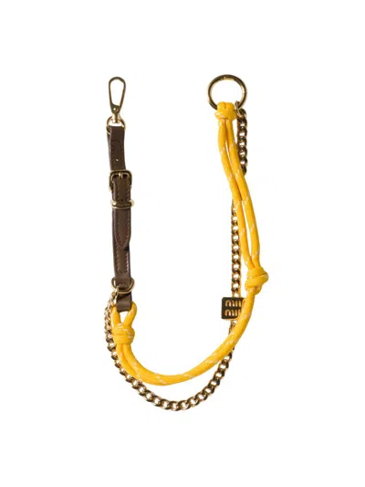 Miu Miu Women's Leather, Cord, And Metal Trick Bag Accessory In Green