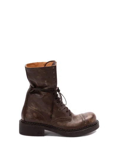 Miu Miu Women Leather Laced Booties