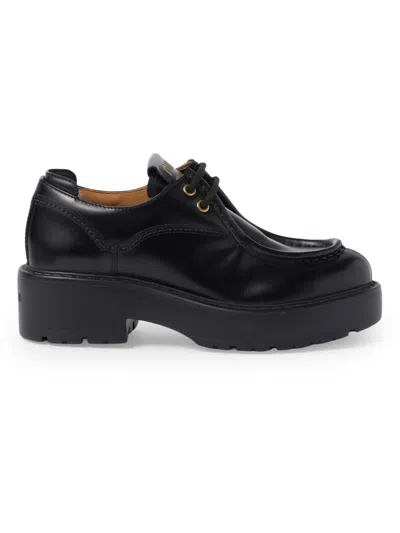 Miu Miu Thick Heeled Round Head Loafers In Black