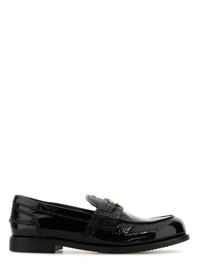 Miu Miu Women's Leather Loafers In Black