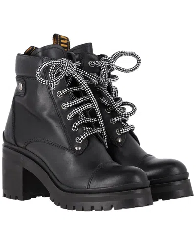 Miu Miu Women's Leather Lugged Sole Combat Boot (authentic Pre-loved)