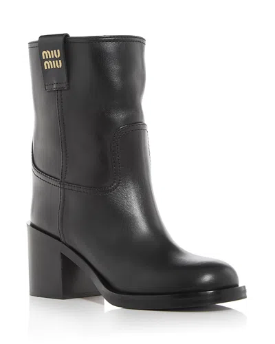 Miu Miu Women's Moto Block Heel Boots In Nero