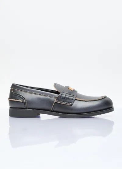 Miu Miu Leather Penny Loafers In Black
