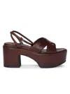 Miu Miu Leather Platform Sandals With 3.5 Cm Plateau And 7.5 Cm Heel In Brown