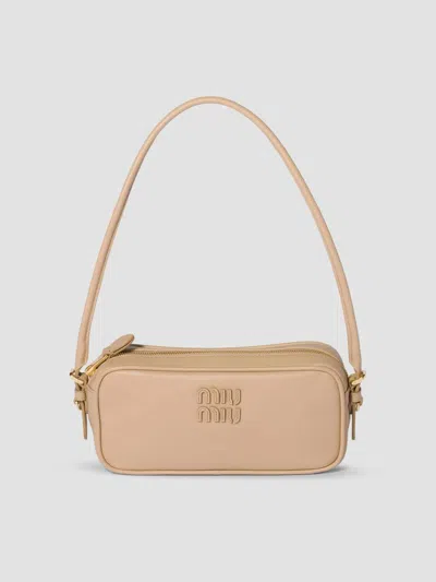 Miu Miu Women's Leather Pouch In Beige Khaki