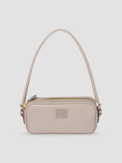 Miu Miu Women's Leather Pouch In Grey