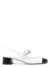Miu Miu Chain Strap Slingback Cap Toe Pump In White