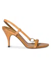 Miu Miu Leather Sandals In Brown