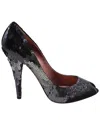 Miu Miu Women's Leather Sequin Pump (authentic Pre-loved) In Black