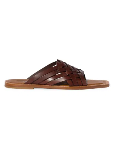 Miu Miu Women's Leather Slides In Brown