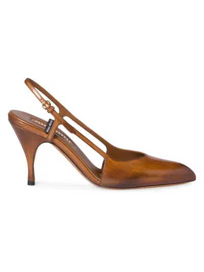 Miu Miu Women's Leather Slingback Pumps In Brown