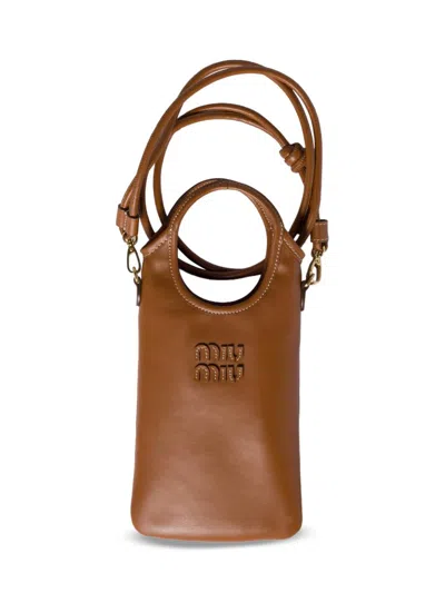 Miu Miu Women's Leather Smartphone Case In Brown