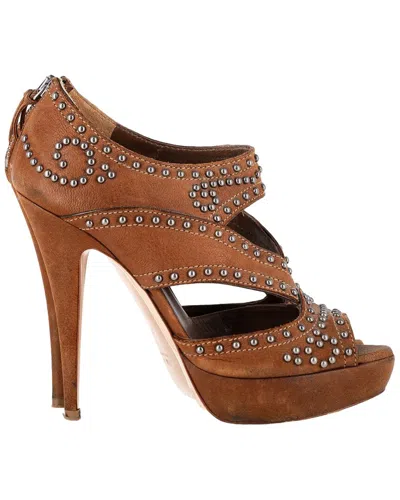 Miu Miu Women's Leather Studded Peep-toe Platform Pump (authentic Pre-loved) In Multi