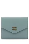Miu Miu Snap Closure Small Leather Wallet In Blue