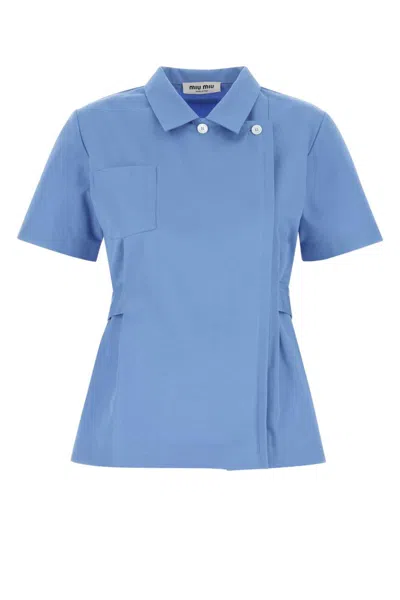 Miu Miu Women Light Blue Regular Solid Shirt